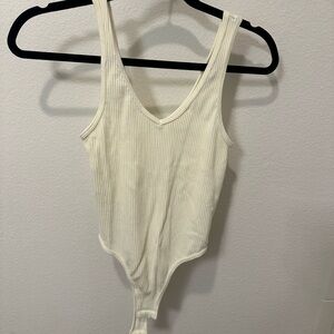 Cream Ribbed Bodysuit